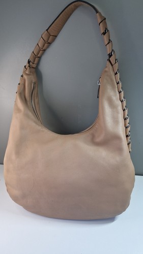 L.K.Bennett Slouchy Leather Shoulder Handbag Nude Pink - Picture 5 of 19
