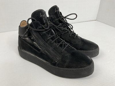 Giuseppe Zanotti Metal Signature Logo Black Leather High Top