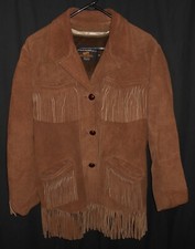 Women's Fringe Jacket Vintage Sears Western Suede Leather Hippy Biker Medium