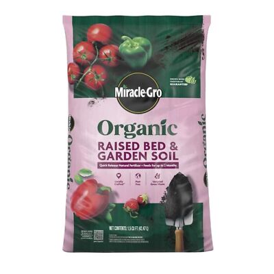 Miracle-Gro Organic Raised Bed & Garden Soil, 1.5 Cubic Feet (Repaired Bag)