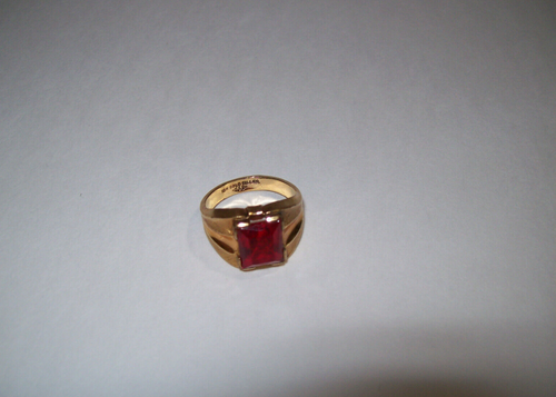 Vintage Art Deco 10K Gold-Filled CLARK & COOMBS CO Red Paste Stone Ring, Size 6 - Imagen 11 de 12