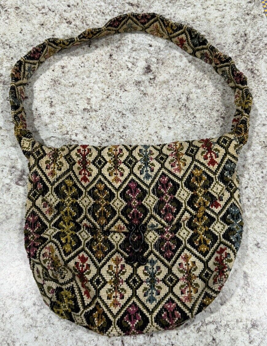 Vintage 60s Tapestry Handbag Purse Boho Hippie 19… - image 1