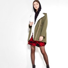 Gap XS Sherpa Faux Fur Lined Olive Parka Jacket XS PrimaLoft 922500 198