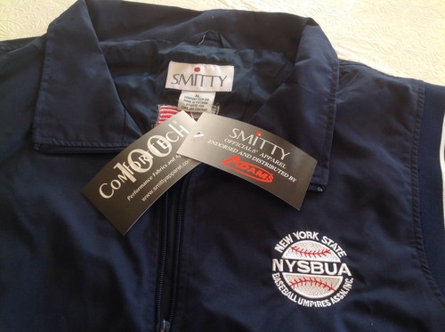 CORTAVIENTOS DE BÉISBOL SMITTY NYSBUA PARA HOMBRE CUELLO CON CREMALLERA SUPERIOR AZUL MANGA CORTA XL - Imagen 7 de 9