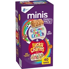 Lucky Charms and Cinnamon Toast Crunch Mini Cereal Treat Bars Variety Pack, 40 C