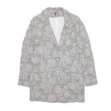 Naf Naf Wool Blend Grey Floral Pattern Blazer Jacket Womens S