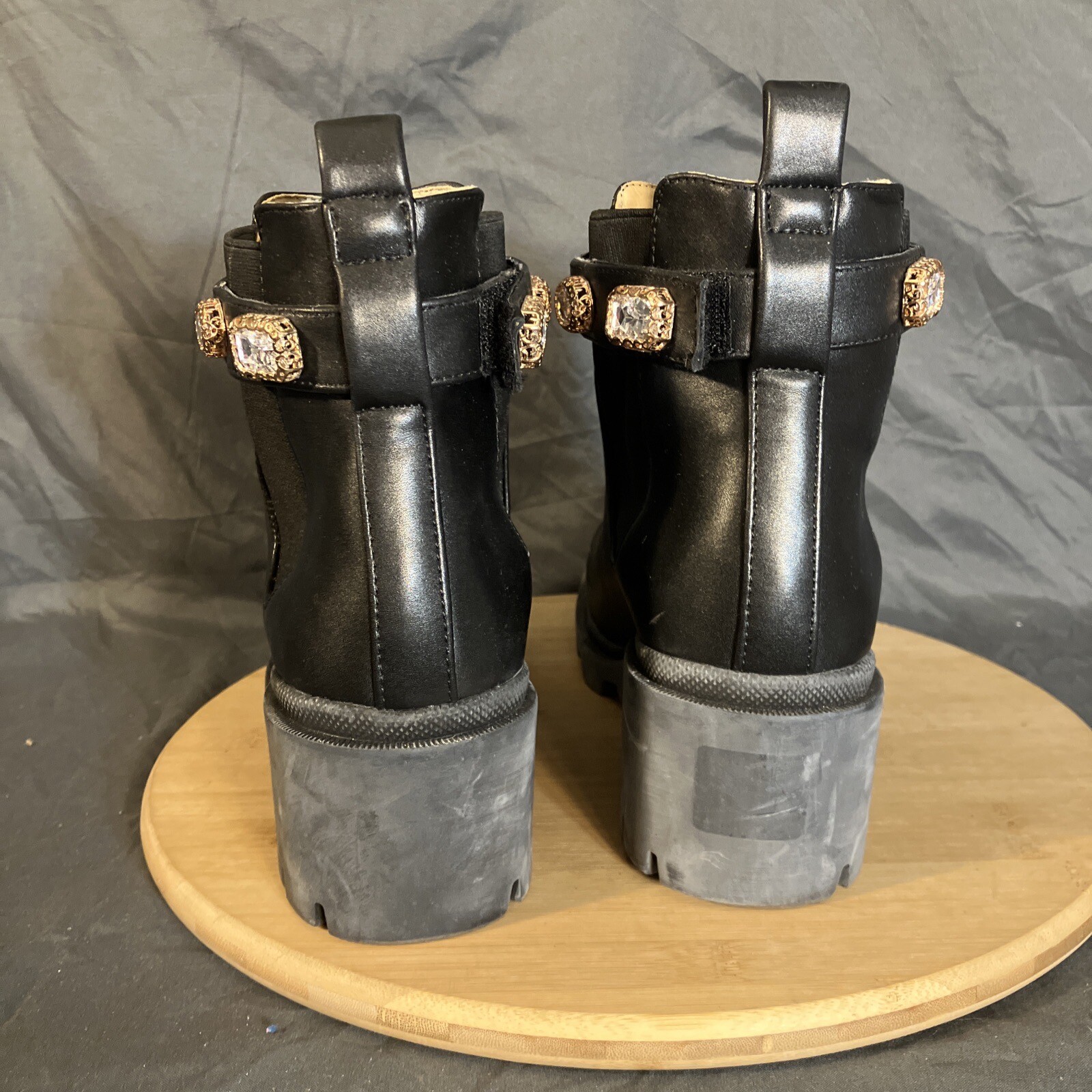 STEVE MADDEN Amulet Boots Women’s 9.5/40 Black Leather With Jewels