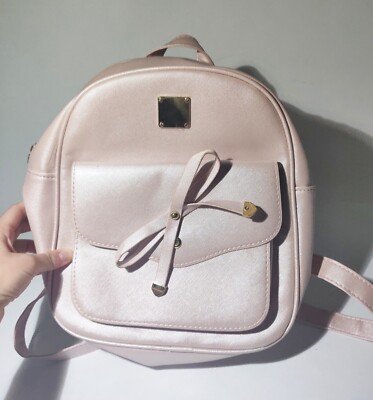 Stylish Pink Women\'s Backpack with Gold Trim Jollebone New Mini PU Leather Backpack, Fashionable Little  main image 3