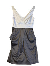 Gray/white sleeveless v-neck dress back zip and pockets by City Studio 5 Juniors