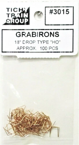 HO Scale Tichy Train Group 3015 Formed Wire Grab Irons 18" Drop Type pkg (100)