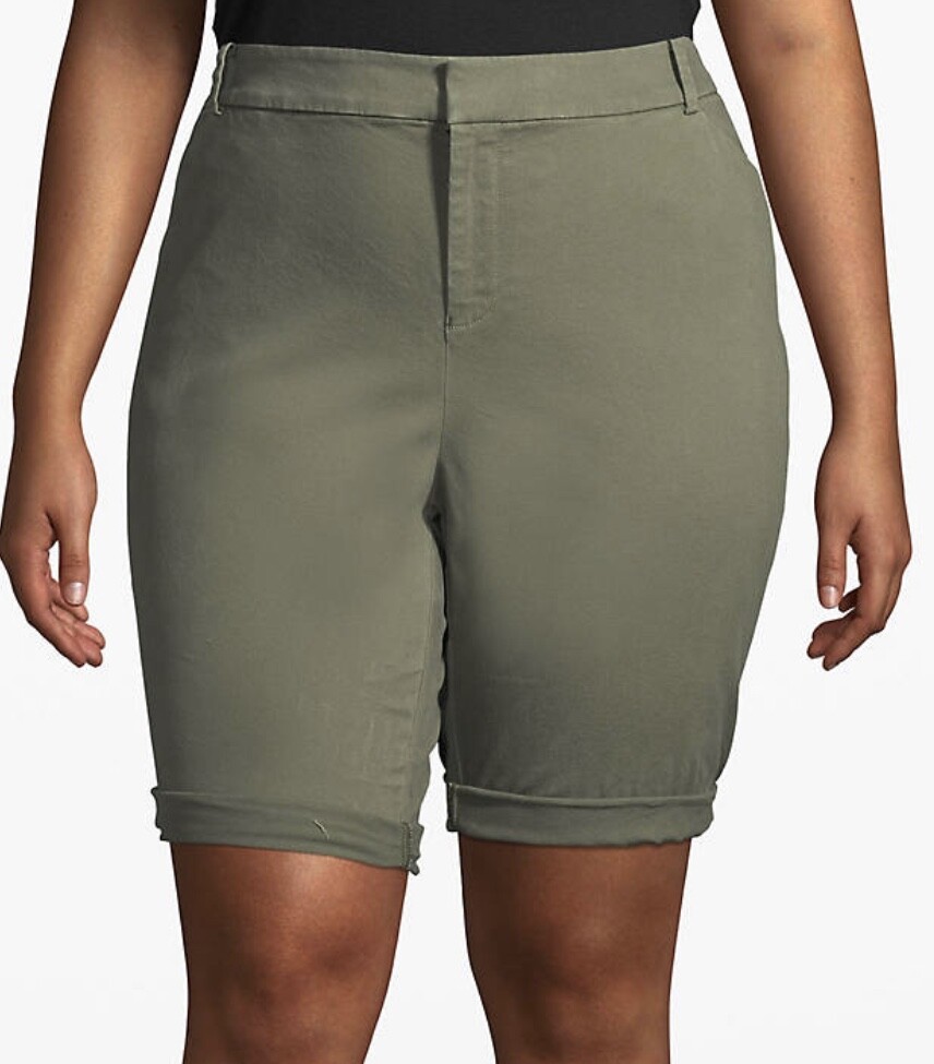 NWT Lane Bryant Olive Chino Bermuda 