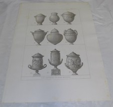 1851 Print 17x22"/OIL VASES USED FOR ANCIENT ROMAN BURIAL CEREMONIES/ROME ITALY