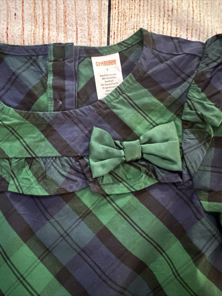 Gymboree Girl's Nutcracker Blue & Green Plaid LongSleeved Shirt Size