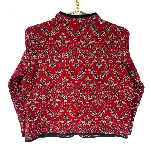 Vintage Studio Works Women’s Tapestry Blazer Jacket PM Red Full Zip - Picture 2 of 3