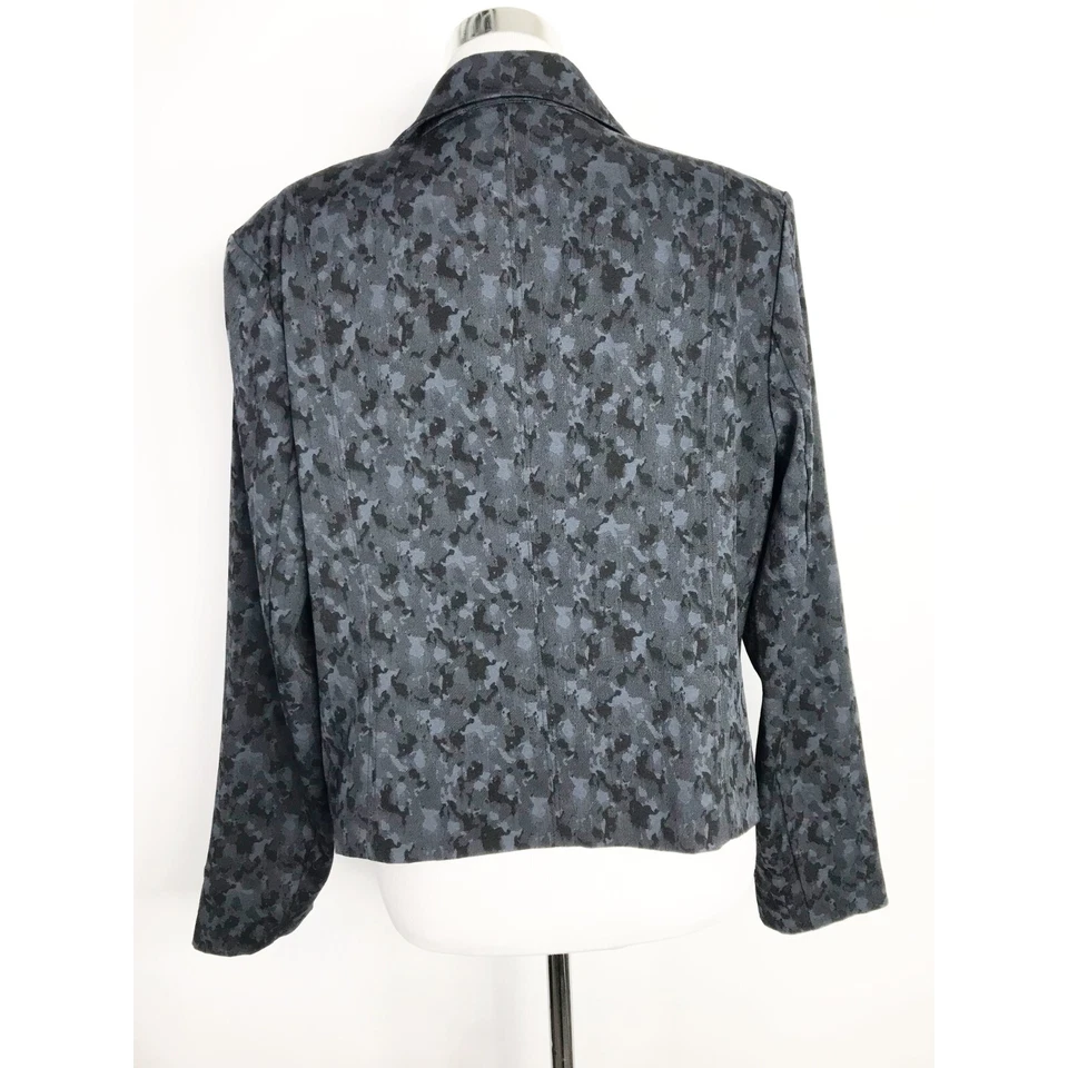 Jaqueta Bar III Feminina Extra Grande Cinza Preta Geométrica Moto Blazer Assimétrico - Imagem 4 de 4