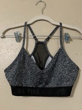 Pink Active Women Size M Black Speckled Ultimate Lightly Lined Bra With Mesh