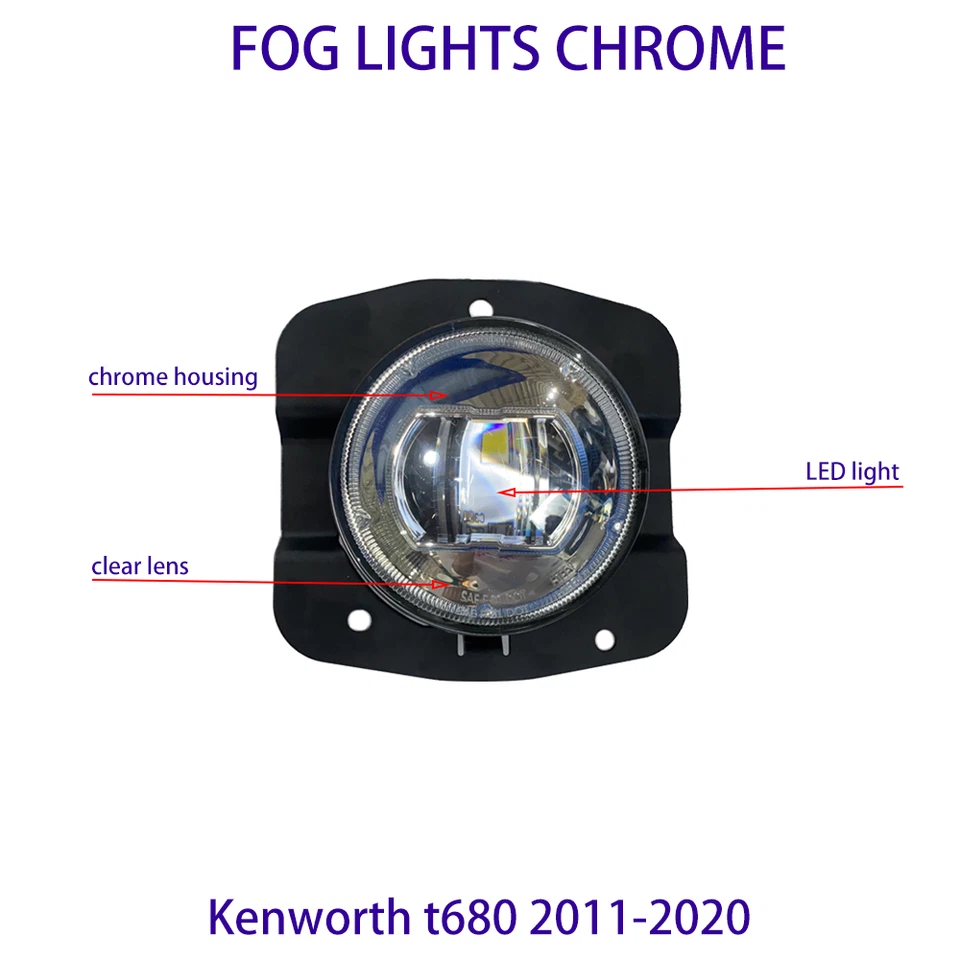 Kenworth T680 Full LED Performance Fog Lights Pair 2011-2020 - Image 3 of 4