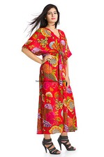 Femmes Boho Caftan Manche Kimono Cocktail Grande Taille Robe Maxi Rouge Tunique