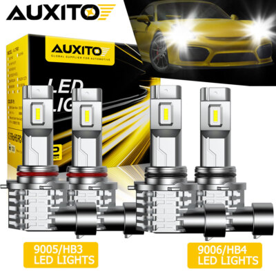 4x 9005 9006 LED Combo Headlight Bulbs 72000LM High Low Beam Kit Xenon White USA