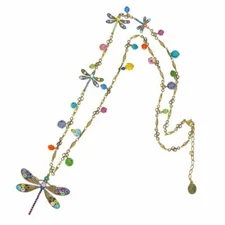 Anne Koplik Elina Long Dragonfly Necklace with Swarovski Crystals NK4673MUL