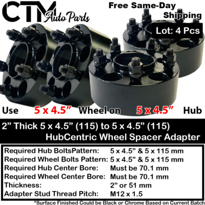 4x 2'' 5x4.5''(115mm) 70mm Bore Hubcentric Wheel Adapter Spacer Fit NSX S2000&More