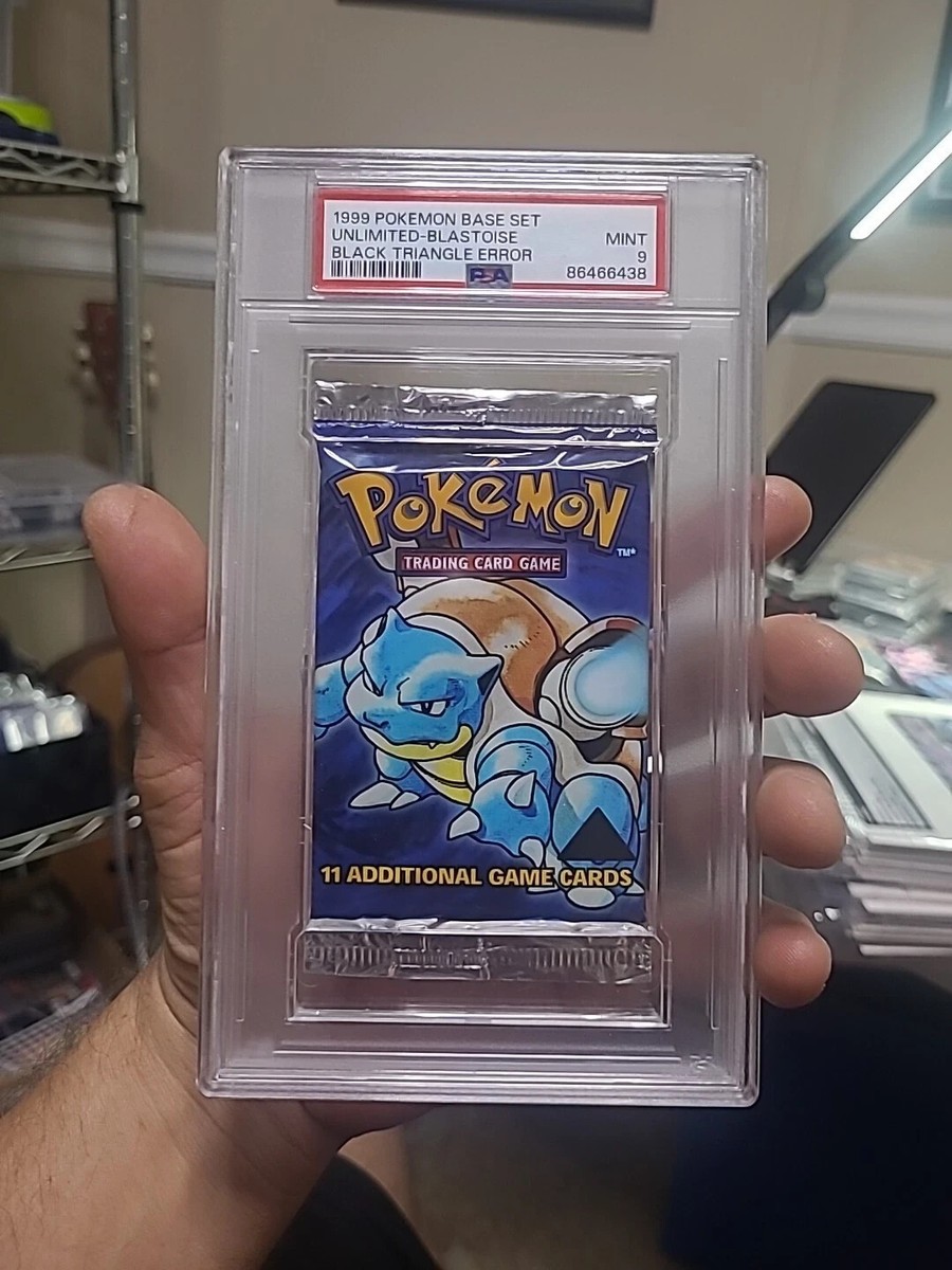 Pokemon Base Set TRIANGLE ERROR Booster Pack English Blastoise PSA