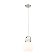 Innovations Newton Sphere 1-Lt 8" Stem Pendant, SN/MWG - 410-1SS-SN-G410-8WH