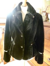 Black Faux Fur Jacket By Jessica Size 12/14 Uk With Pockets And Shaped At Waist