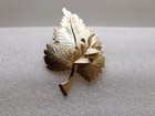 Vintage Jeri- Lou Leaves Scarf Clip Shiny Textured Gold Tone 2 1/4" Leaf Signed — photo 3