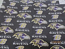 1 yd x 56" NFL BALTIMORE RAVENS - Logo Cotton Fabric Extra Wide  2 Length