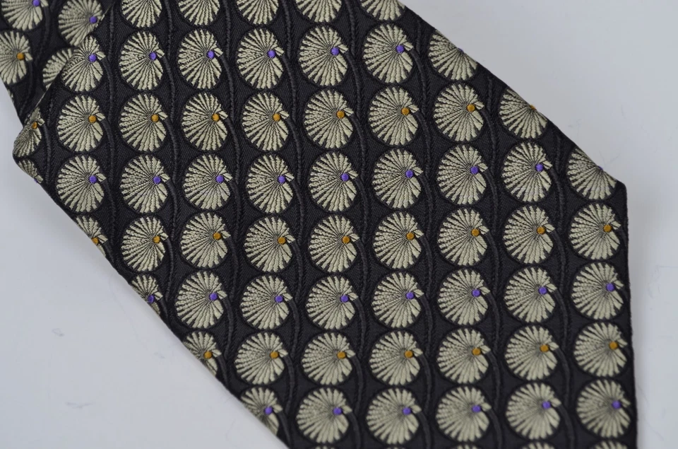 Corbata de seda pesada única Robert Talbott BoC MEJOR DE SU CLASE emblema floral plateada EE. UU. Foto 2 de 4