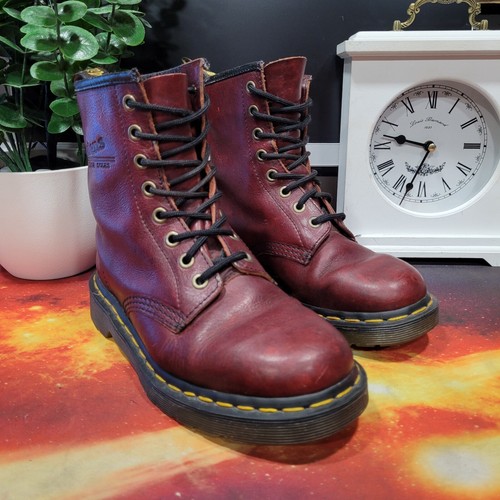 Dr Martens 1460 Cherry Red Leather Boots Size Uk 4 - Picture 9 of 22