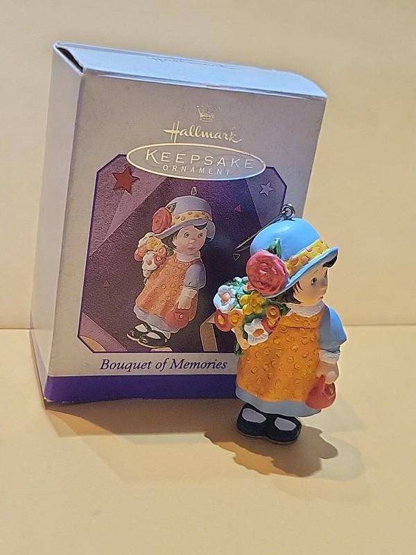Hallmark 1998 Bouquet of Memories Keepsake Ornament Little Girl With Flowers