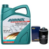 MotoröL Set 5W-40 Addinol 5 Liter + ÖLfilter SM 5086 FüR Audi Seat Skoda VW 2.0