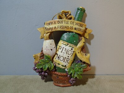  OVER A BOTTLE OF WINE MANY A FRIEND IS FOUND  KURT ADLER 4.5  RESIN ORNAMENT