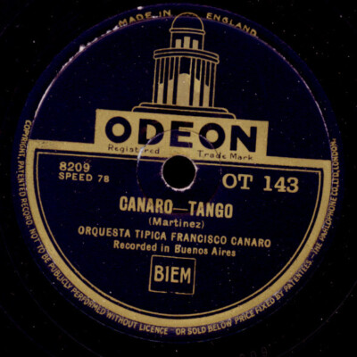 FRANCISCO CANARO -TANGO ARGENTINO- Canaro / Horizontes   Schellack 78rpm X8081