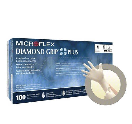 Ansell Microflex Diamond Grip Small Powder-Free Latex Glove 100 CT