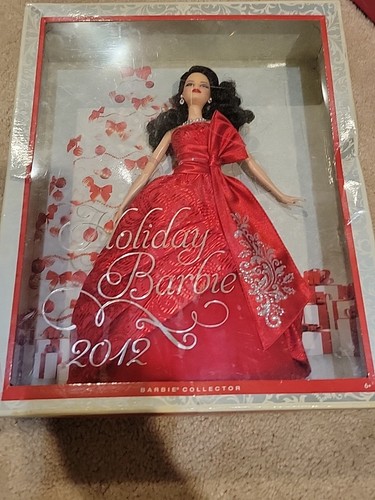 2012 Barbie Collector Holiday Doll Brunette Brown Hair Red Dress W3538 New - Picture 4 of 7