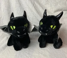2 Way To Celebrate Black Dragon Plush Lot Gothic Decor Dragon Stuffed Animal