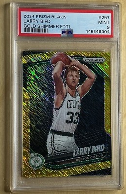 🔥2024-25 PRIZM BLACK LARRY BIRD GOLD SHIMMER FOTL /10 #257 PSA 9 POP 1 CELTICS