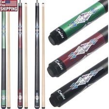 Professional Pool Cue Stick Set Solid Maple 58 Inch Lightweight Non-Slip Grip US