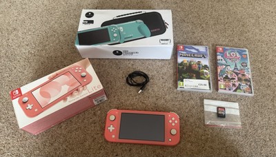 Nintendo Switch Lite Koralle Rosa Handheld-Konsole - mit Spielen, Box & Zubehör