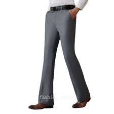 Men Bell Bottom Flare Pants Slim Dress Bootcut Formal Trousers Fit Retro 60s 70s