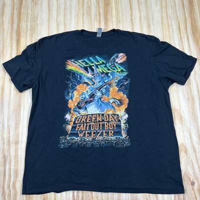 The Hella Mega Tour Green Day Fall Out Boy Weezer Black T-Shirt Black XL 2 Sided
