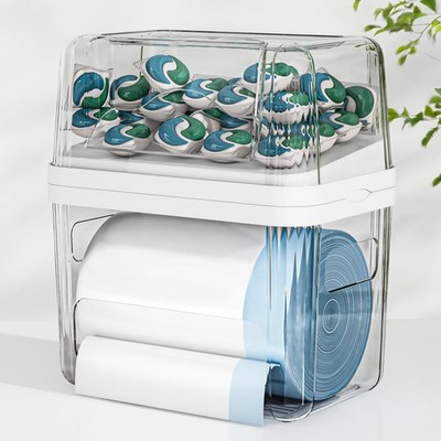 2-in-1 Trash Bag Holder Laundry & Dishwasher Pods Container,Garbage Bag Dispe...