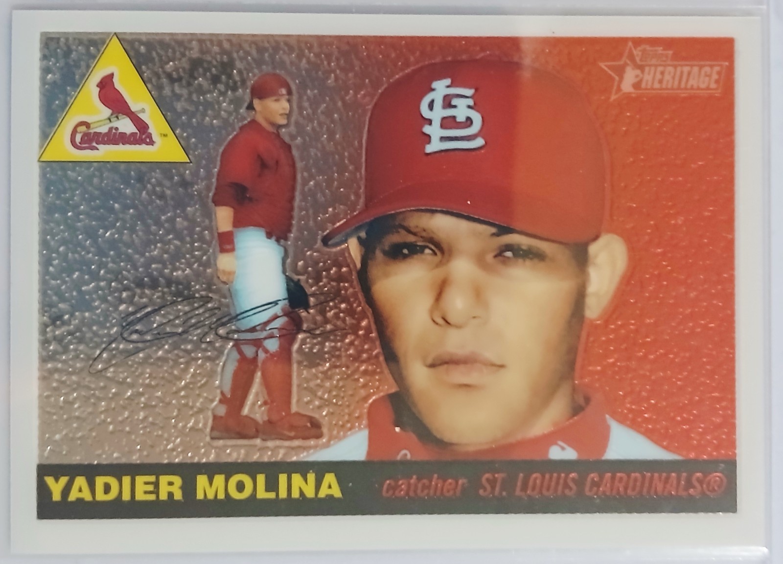 2004 Topps Heritage Yadier Molina Chrome Rookie Card /1955. Cardinals