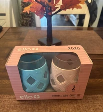 Ello Cru 17oz Stemless Wine Glass Set with Protective Silicone Sleeves 2 Pack...