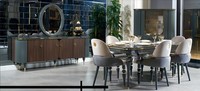 Esszimmer Set Garnitur Vitrine Tisch 6X Stuhl Kommode Spiegel Modern Neu 10Tlg.