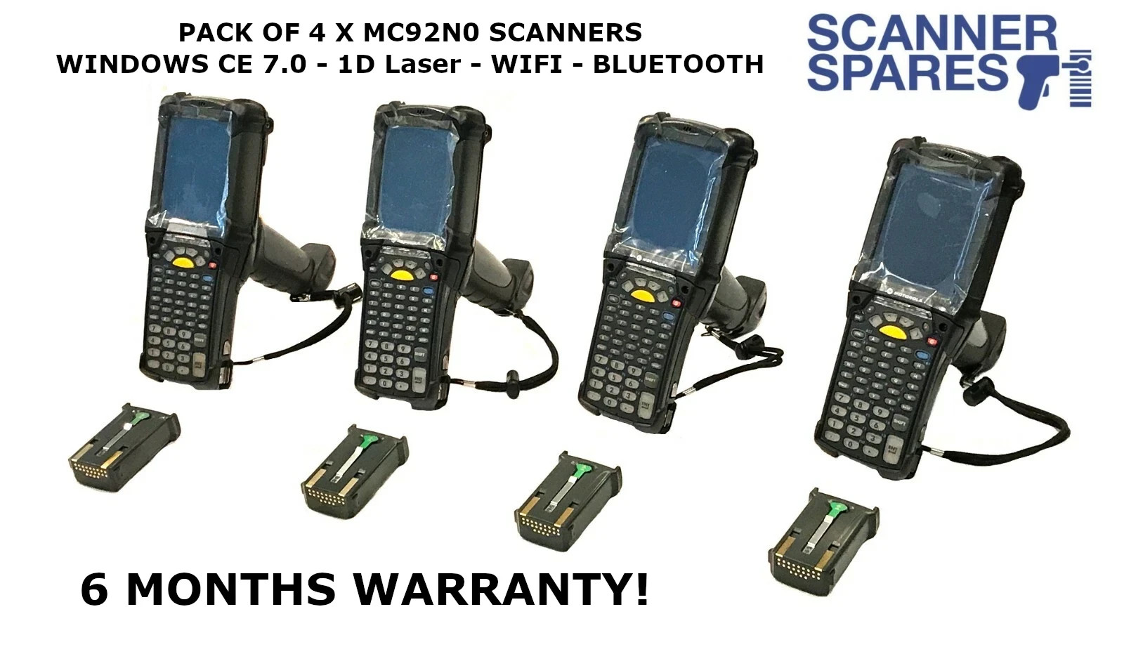 Lot Of 4 Symbol MC92N0-GA0SXEYA5WR 1D - Windows CE 7.0 1D WIFI BLUETOOTH ZEBRA