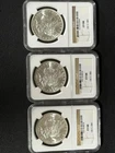 THREE (3x) 1881 S Morgan Silver Dollars NGC MS63
